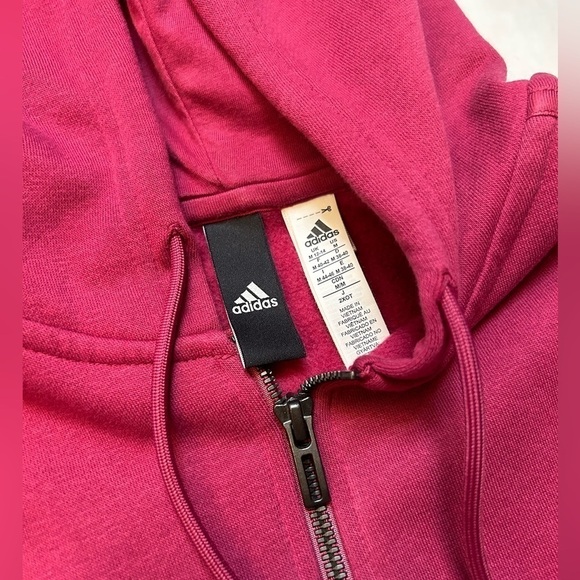 Adidas women’s full zip fleece lined 3strip hoodie with drawstring hood Sz-M.D18 - Picture 4 of 9